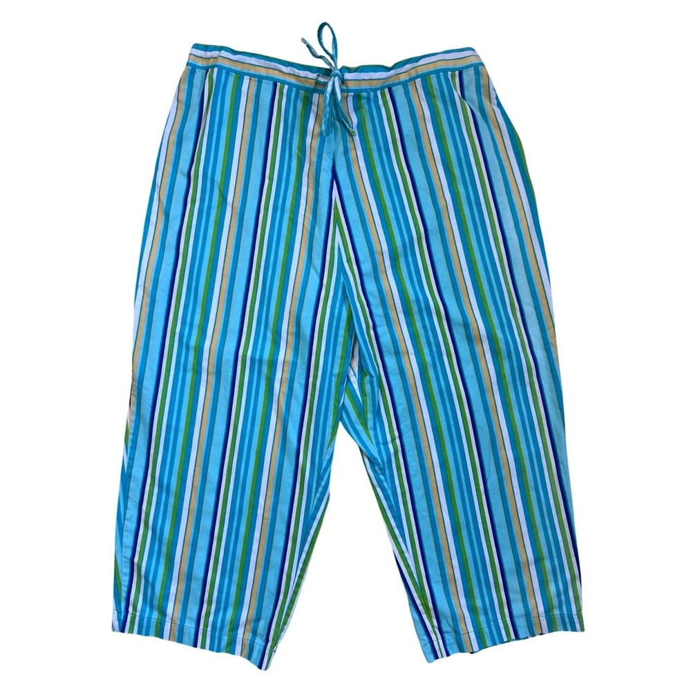 Bobbie Brooks Woman Striped Cotton Capri Lounge Pants Size 2XL Drawstring